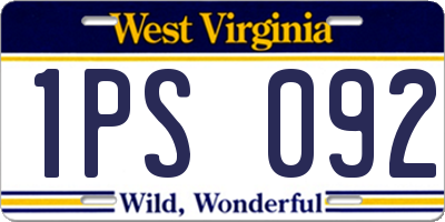 WV license plate 1PS092