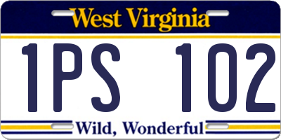 WV license plate 1PS102