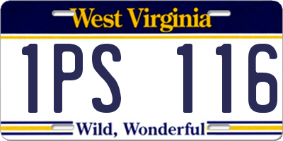 WV license plate 1PS116