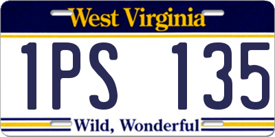 WV license plate 1PS135