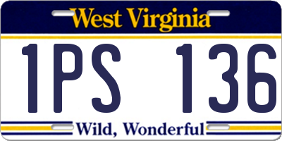 WV license plate 1PS136