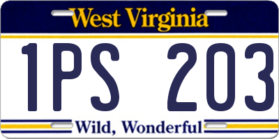 WV license plate 1PS203
