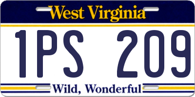 WV license plate 1PS209