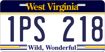 WV license plate 1PS218