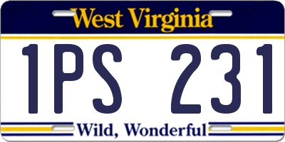 WV license plate 1PS231