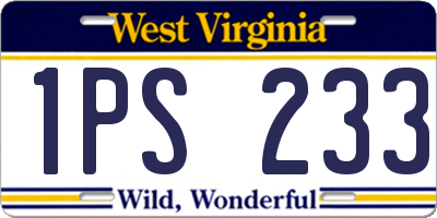 WV license plate 1PS233