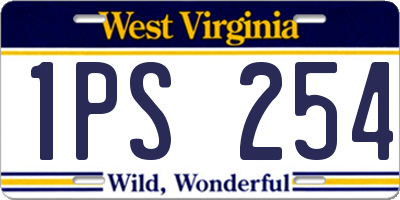 WV license plate 1PS254