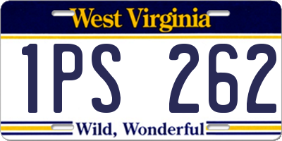 WV license plate 1PS262