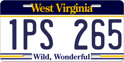 WV license plate 1PS265
