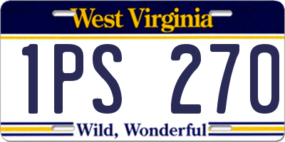 WV license plate 1PS270