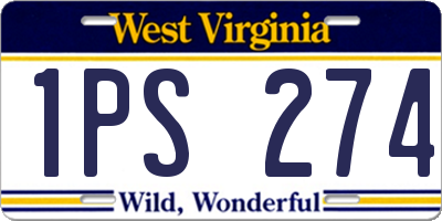 WV license plate 1PS274