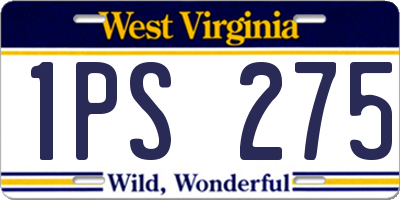 WV license plate 1PS275