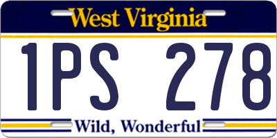 WV license plate 1PS278