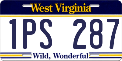 WV license plate 1PS287