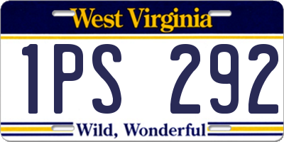 WV license plate 1PS292