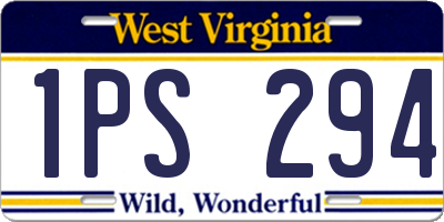 WV license plate 1PS294