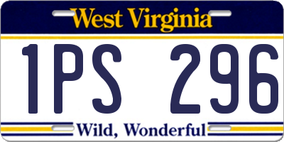 WV license plate 1PS296