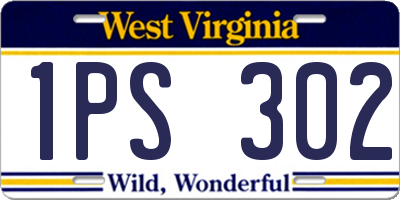 WV license plate 1PS302