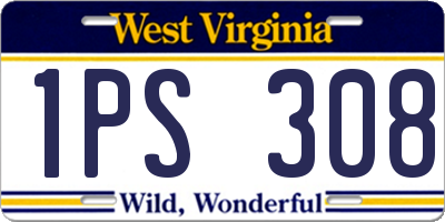 WV license plate 1PS308