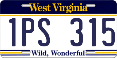 WV license plate 1PS315