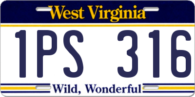 WV license plate 1PS316