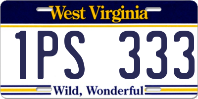 WV license plate 1PS333