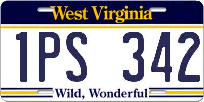 WV license plate 1PS342