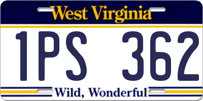 WV license plate 1PS362