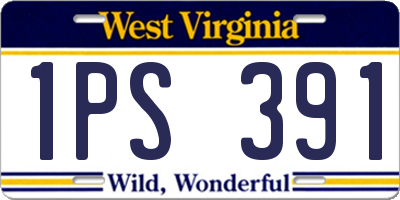 WV license plate 1PS391