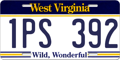 WV license plate 1PS392