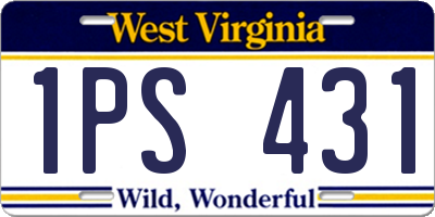 WV license plate 1PS431