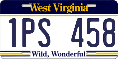 WV license plate 1PS458