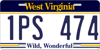 WV license plate 1PS474