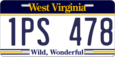 WV license plate 1PS478