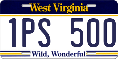 WV license plate 1PS500