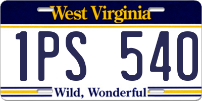 WV license plate 1PS540