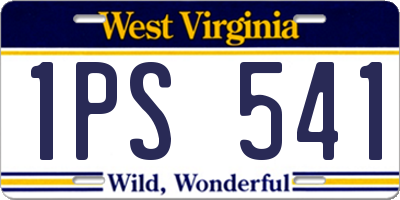WV license plate 1PS541