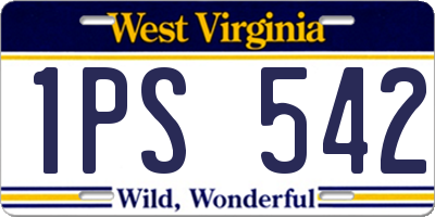 WV license plate 1PS542