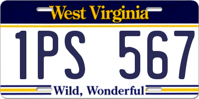WV license plate 1PS567