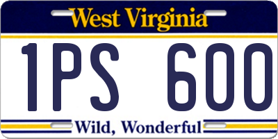 WV license plate 1PS600