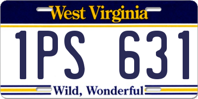 WV license plate 1PS631