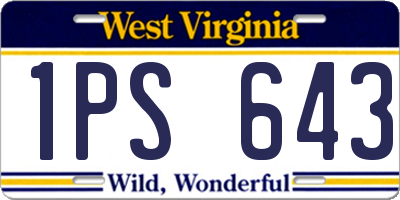 WV license plate 1PS643