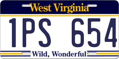 WV license plate 1PS654