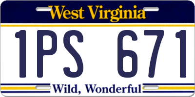 WV license plate 1PS671
