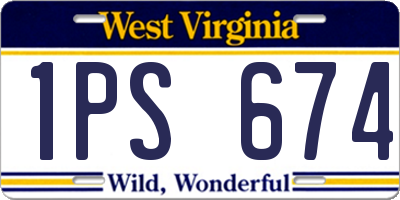 WV license plate 1PS674