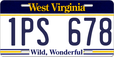 WV license plate 1PS678