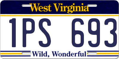 WV license plate 1PS693