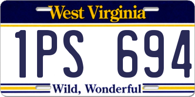WV license plate 1PS694