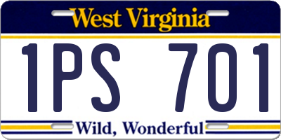 WV license plate 1PS701