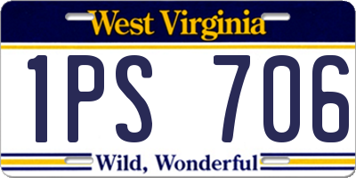 WV license plate 1PS706